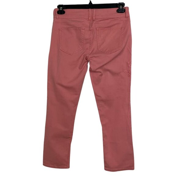 Elle Paris Peach Coral Embroidered Denim Jeans Size 4 - Picture 6 of 10